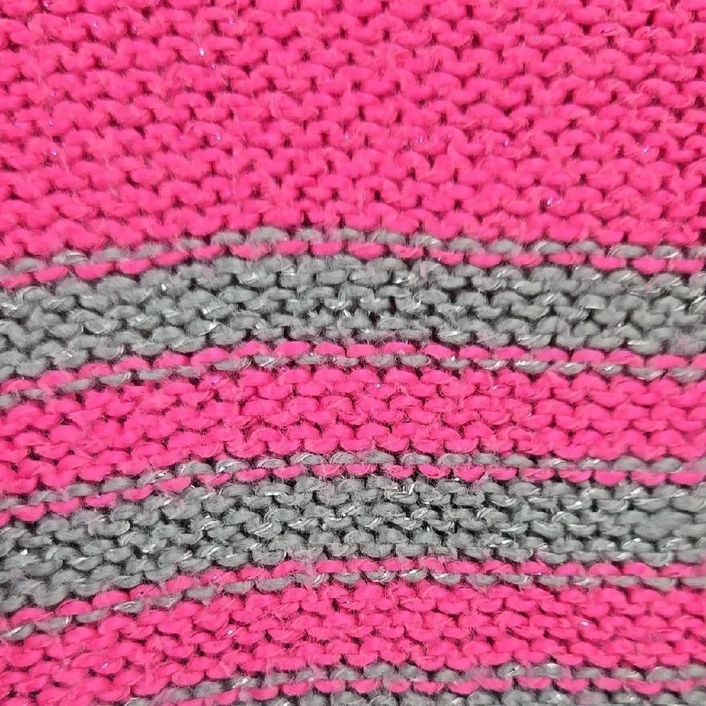 Justice Girls Pink Gray Striped Sweater Casual School Glitter Pullover 12 Top